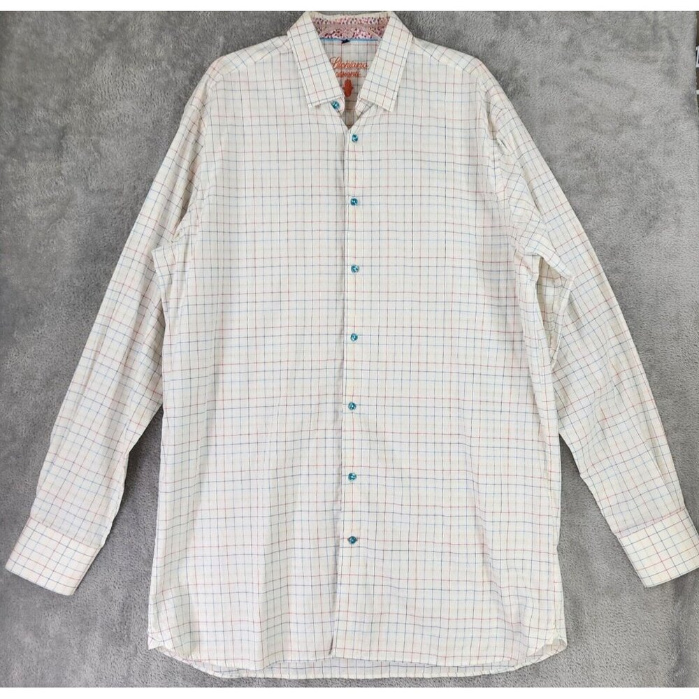 Luchiano Visconti Shirt Mens XLT Multicolor Striped Preppy Button Up Long Sleeve